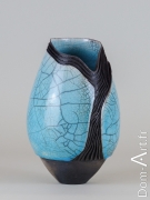 Lenora_LE_BERRE - Vase raku bleu - hauteur 24 cm